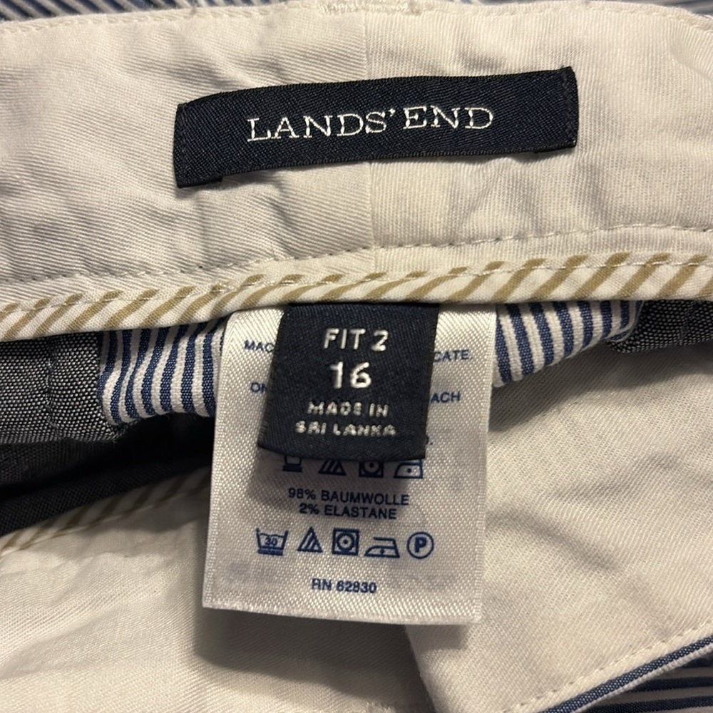 LANDS’ END Seersucker Cropped Pants in Navy/White in Size Fit 2 (16) -- SUMMER!! - Picture 11 of 11